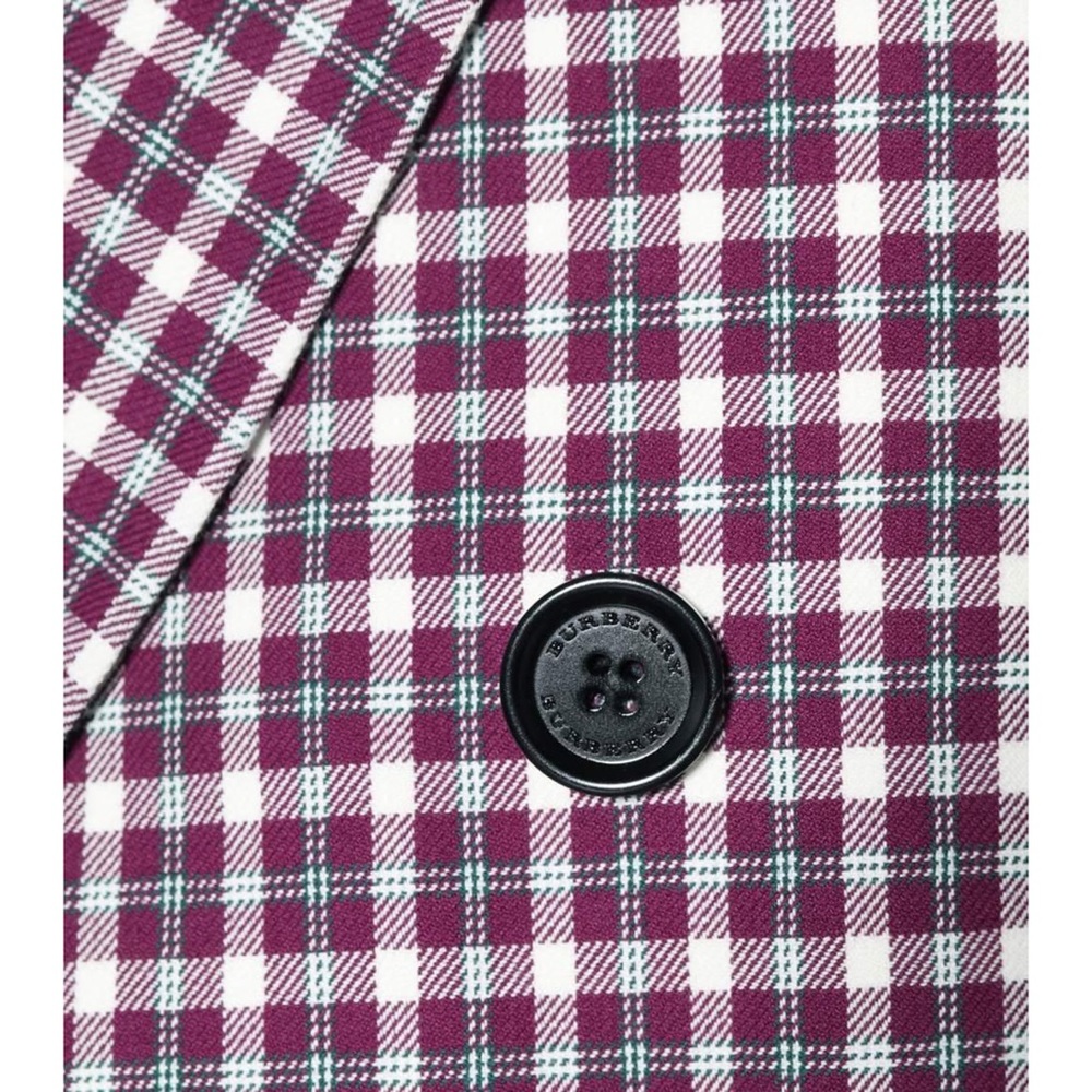 Burberry Checked Cotton-blend Coat In Burgundy NWT - Picture 7 of 15